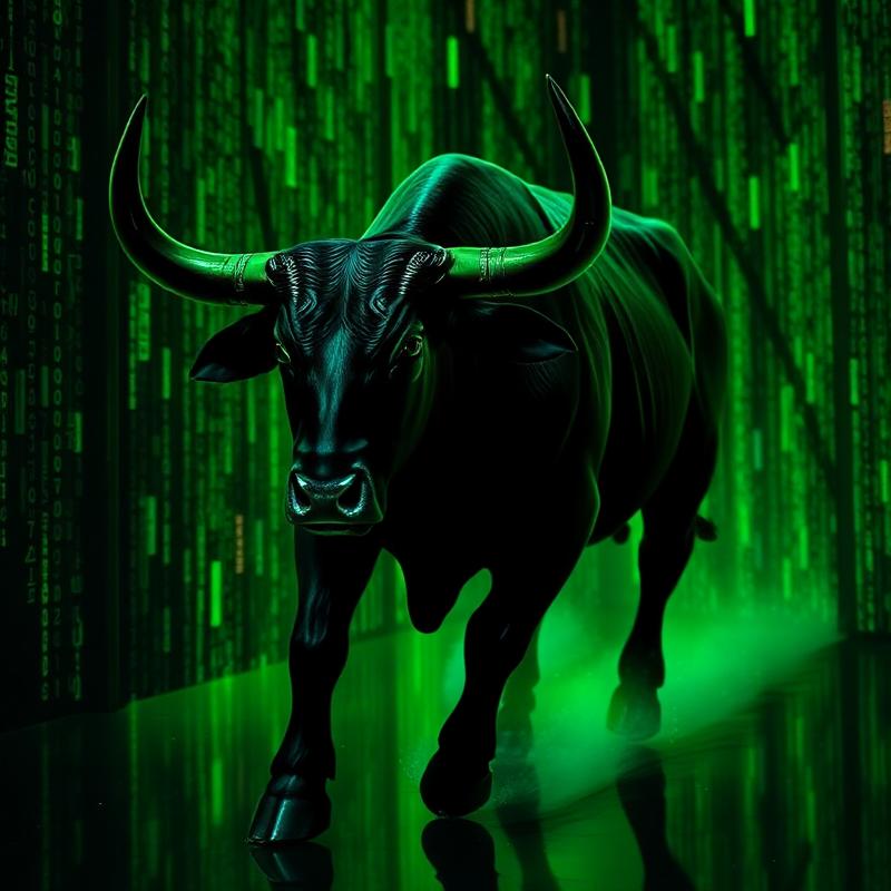 Bull charging through matrix