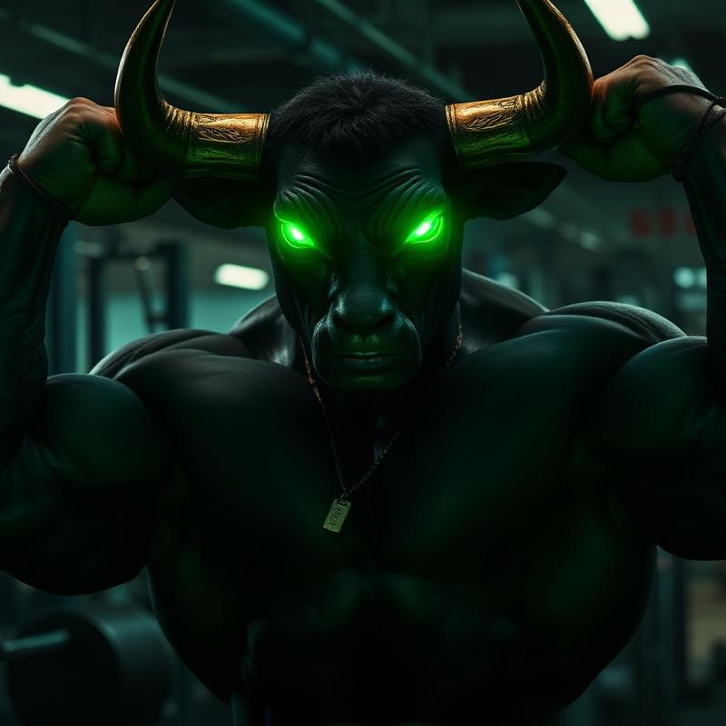 Flexing bull